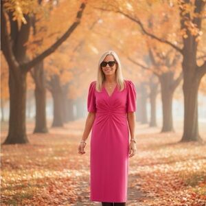 Vince Camuto Vibrant Pink Midi Dress